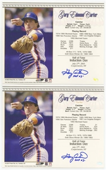 Lot of (8) Gary Carter Signed and Inscribed Hall of Fame Induction Photos